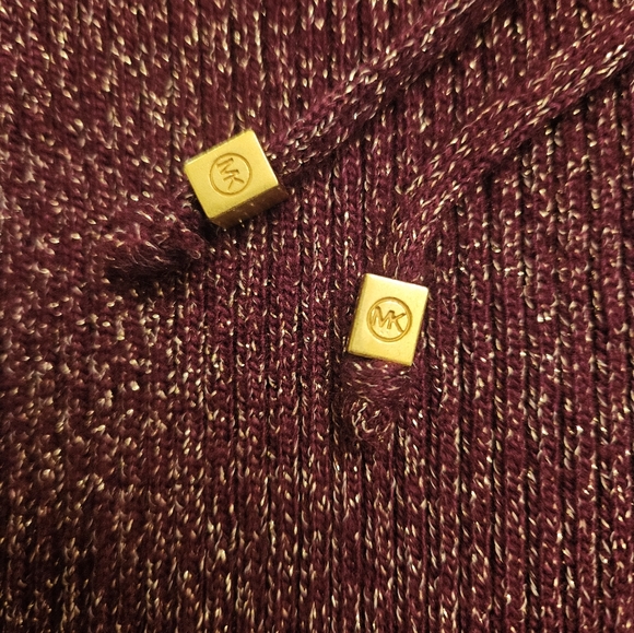Michael Kors Burgandy Sparkle Front Tie Sweater - Picture 6 of 7